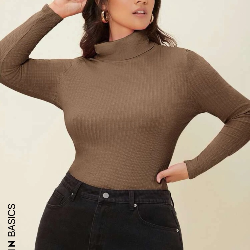 NWT Ribbed Knit Turtleneck • Mocha Brown